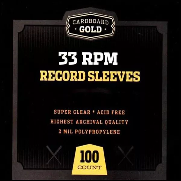 100 – Cardboard Gold – 33 RPM Record Album Poly Sleeves (12-3 /4 x 13 X 2 MIL)