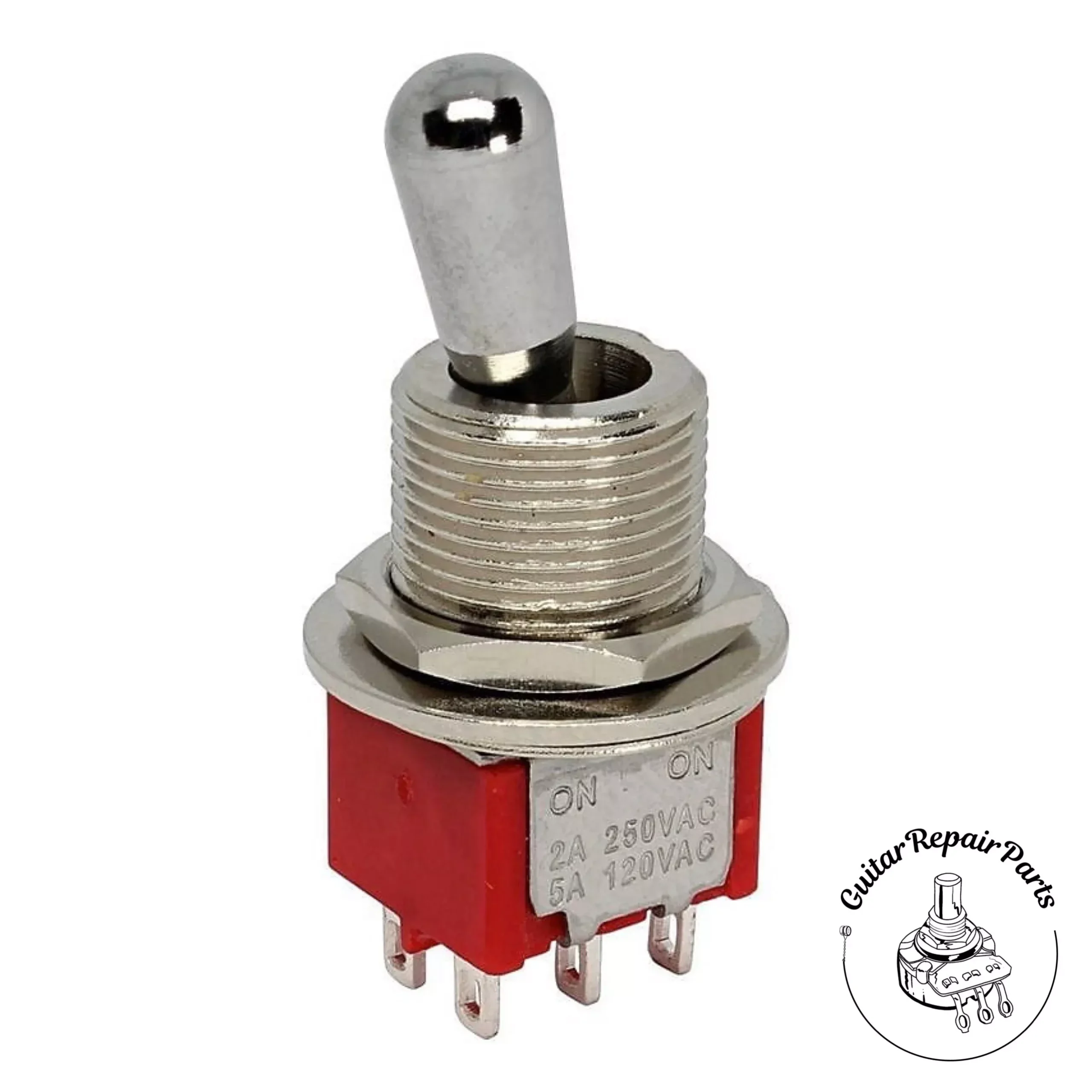 2 Position On-On DPDT Mini Toggle Switch, Full Size Large Round Fat Bat – Chrome