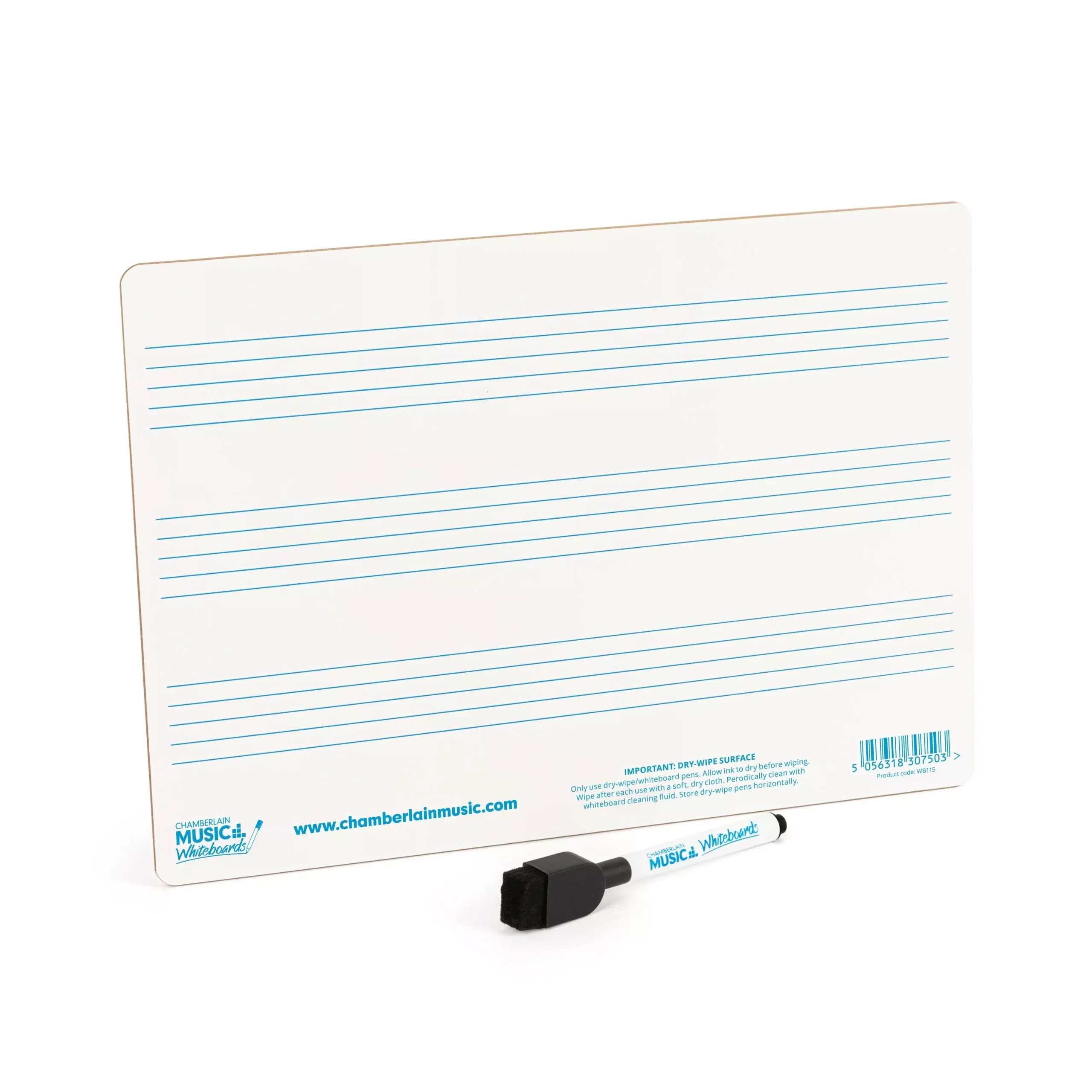 A4 Mini Dry-Wipe Music Whiteboard – 3 Printed Staves (WB115)