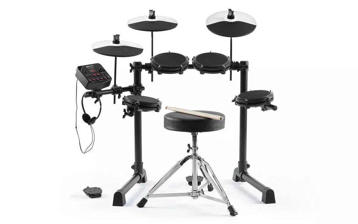 Alesis Debut Electronic Drum Kit – Complete Beginner Setup with Mesh Heads, Stool, Sticks, and Headphones
