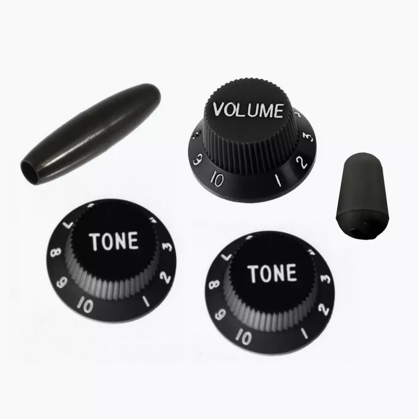 All Parts PK-0178-023 PK-0178 Complete Knob Set for Stratocaster Black