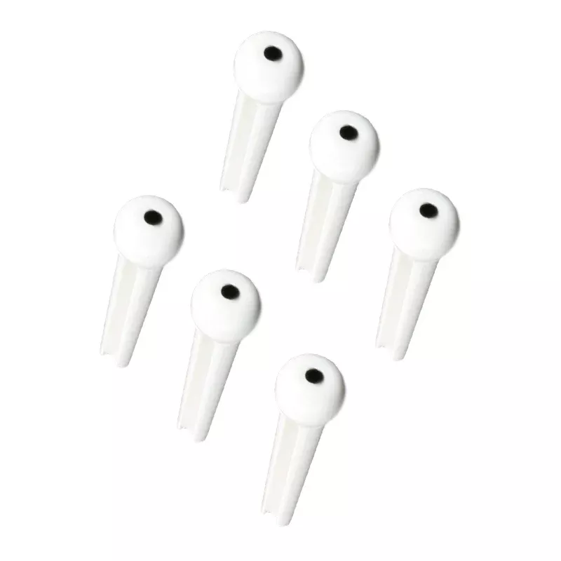 Allparts BP-0679-025 Plastic Bridge Pin Set – White with Black Dot (Set of 6)