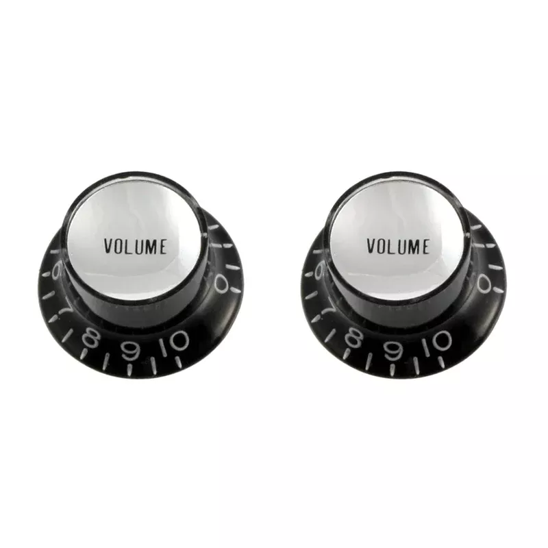 Allparts PK-0184-023 Volume Reflector Knobs – Black with Silver (Pair)