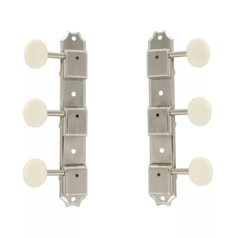 Allparts TK-0989-001 Economy Vintage Style 3×3 Keys – Nickel with White Buttons (Set)