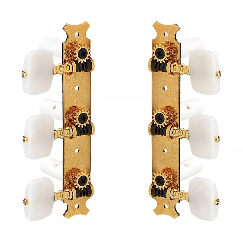 Allparts TK-7948-002 Gotoh Classical Tuning Keys – Gold with White Buttons (Set)