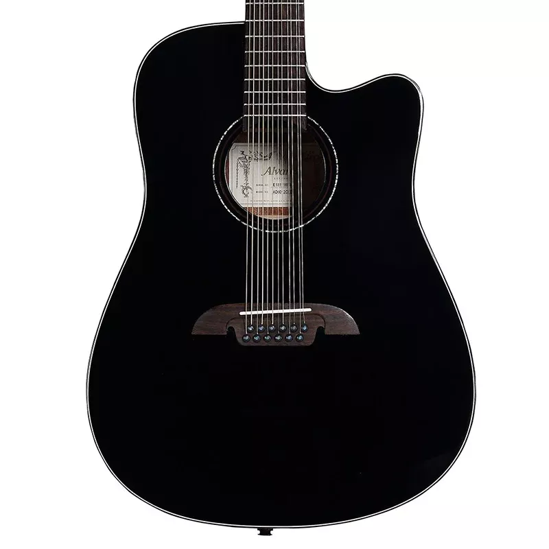 Alvarez Artist Series AD60-12CEBK 12-String Dreadnought Acoustic-Electric Guitar – Black Gloss Spruce Top with Mahogany Back and Sides