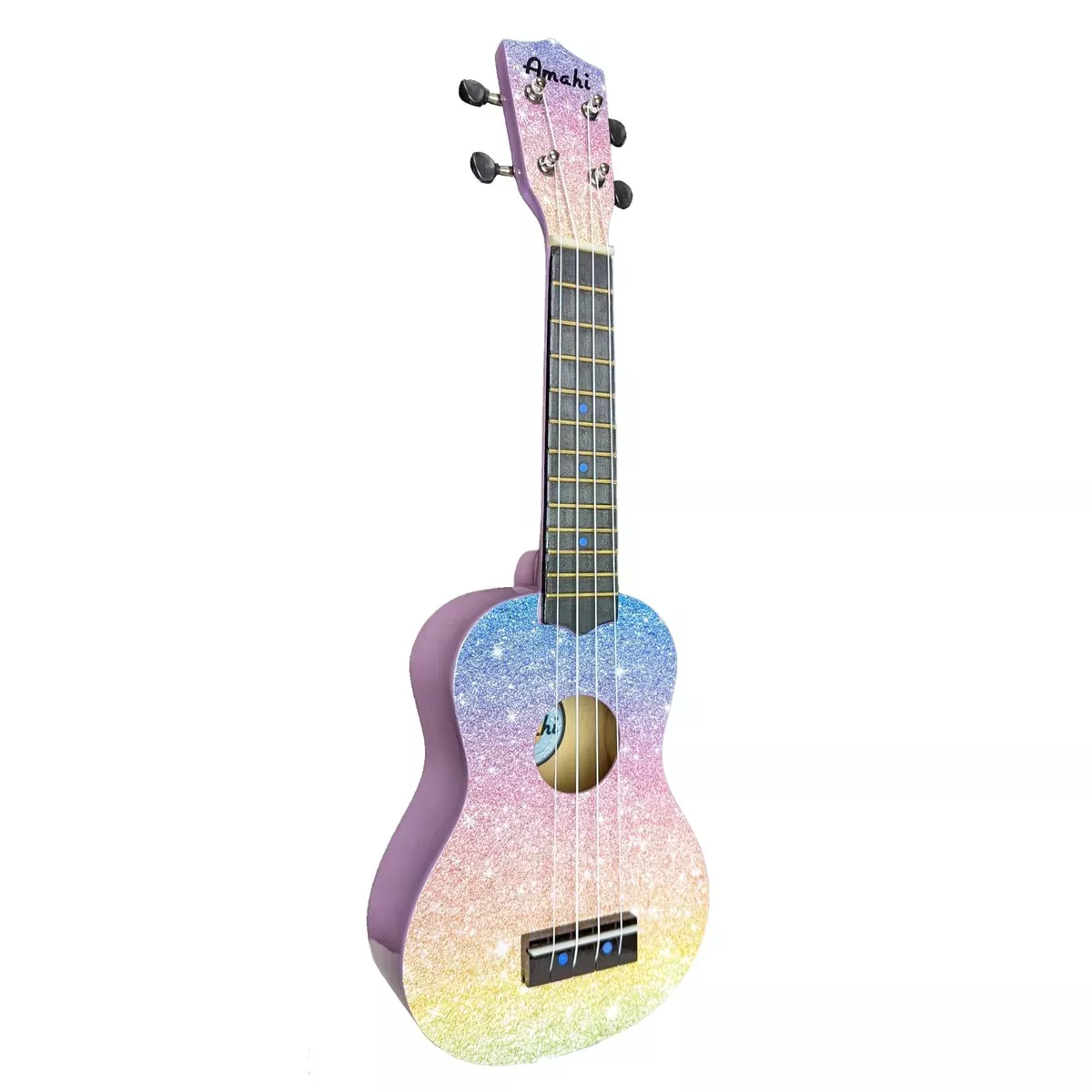 Amahai DDUK25 Soprano Ukulele w/ Bag, Glitter Rainbow