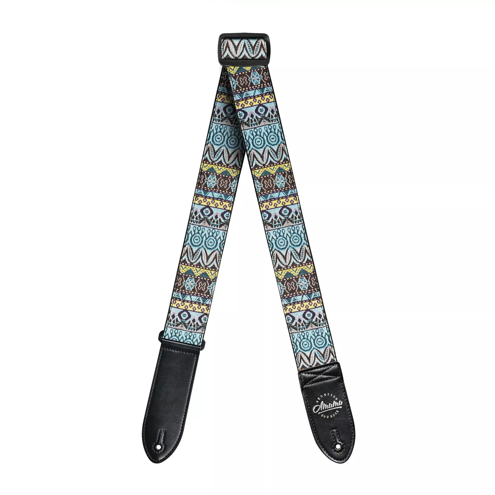 AMUMU Guitar Strap – Bohemian Style Woven Design, Adjustable with Leather Ends