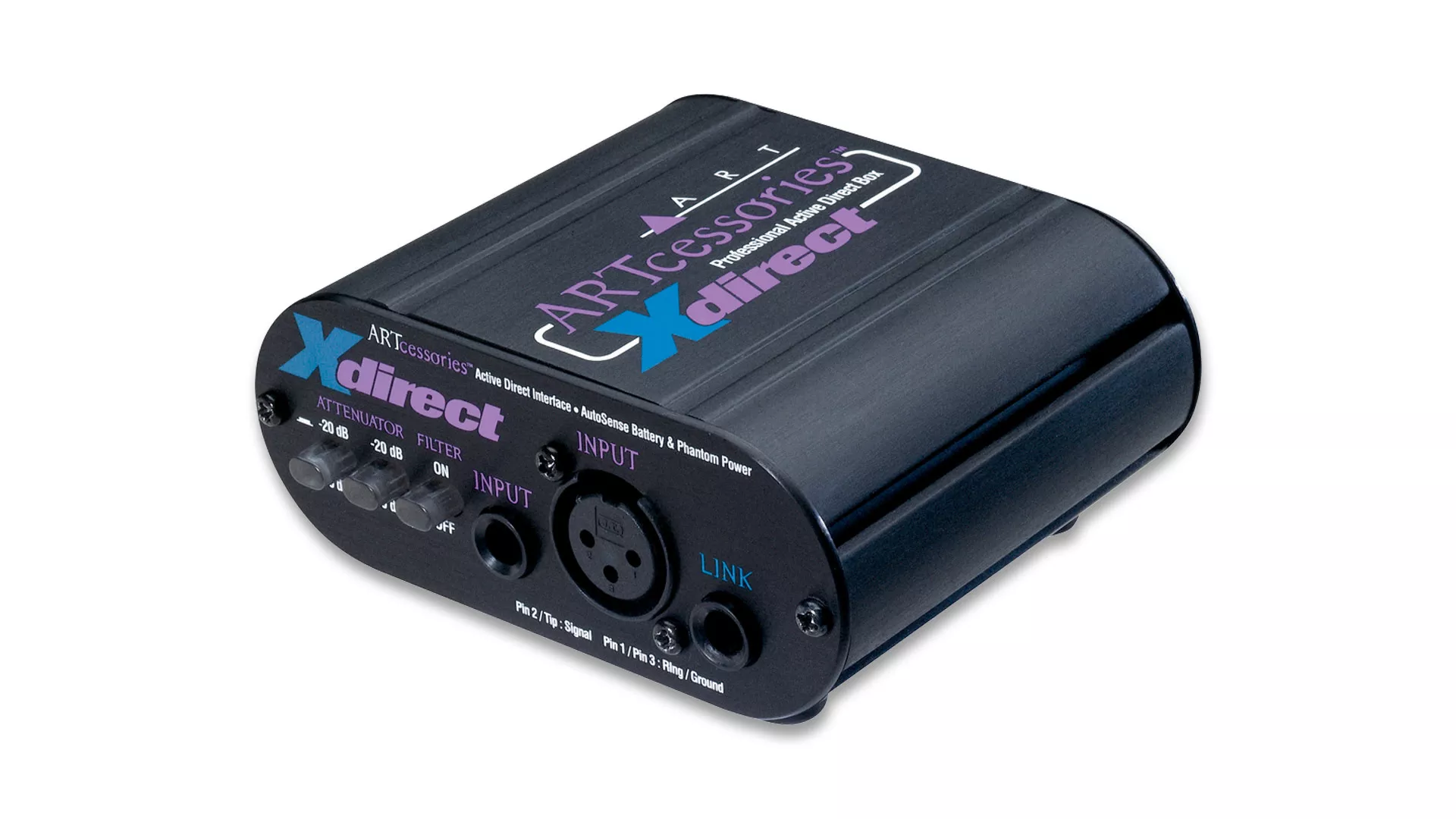 ART XDIRECT Active Direct Box with phase invert, high pass filter, switchable battery, phantom powered