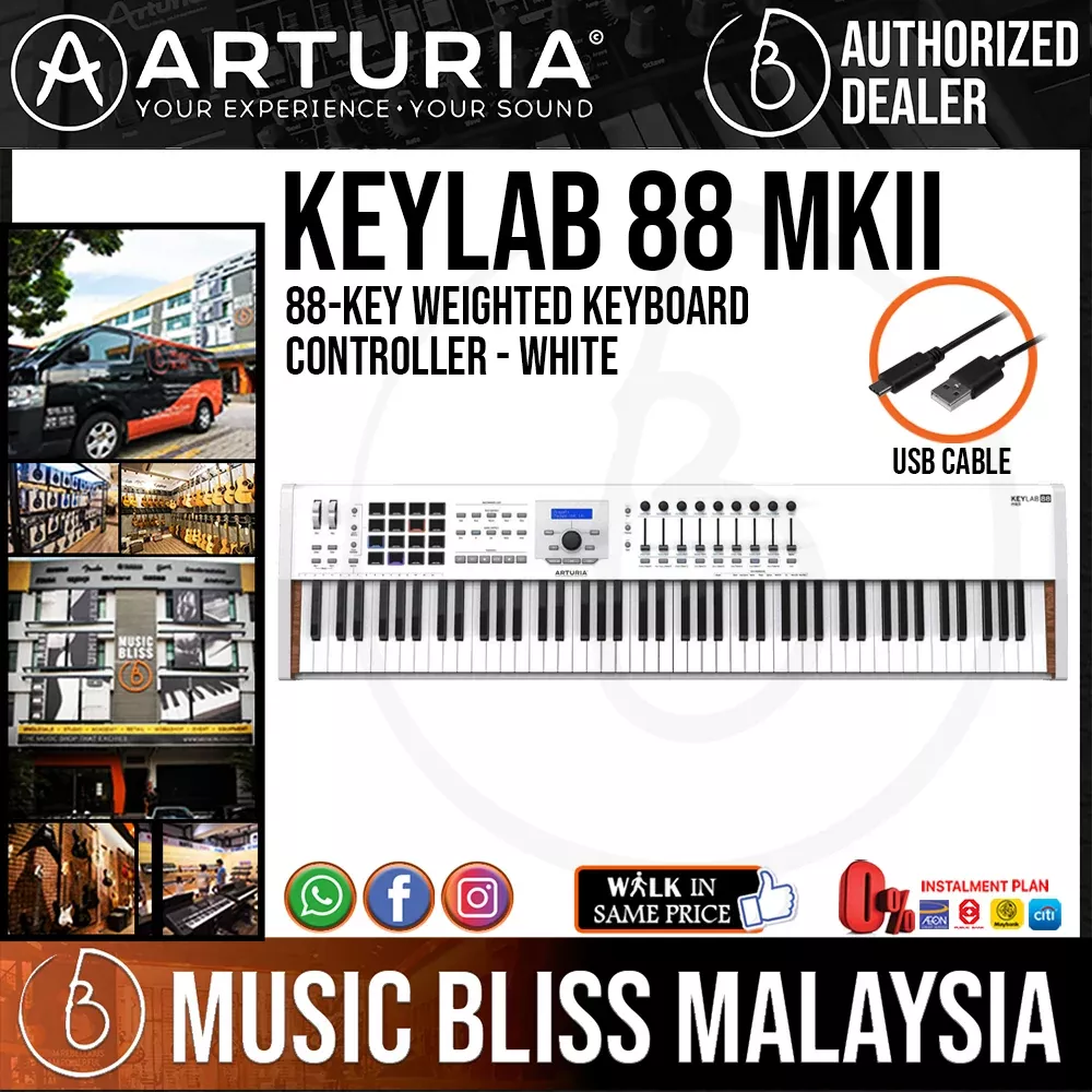 Arturia KeyLab 88 MKII 88-key Weighted Keyboard Controller – White