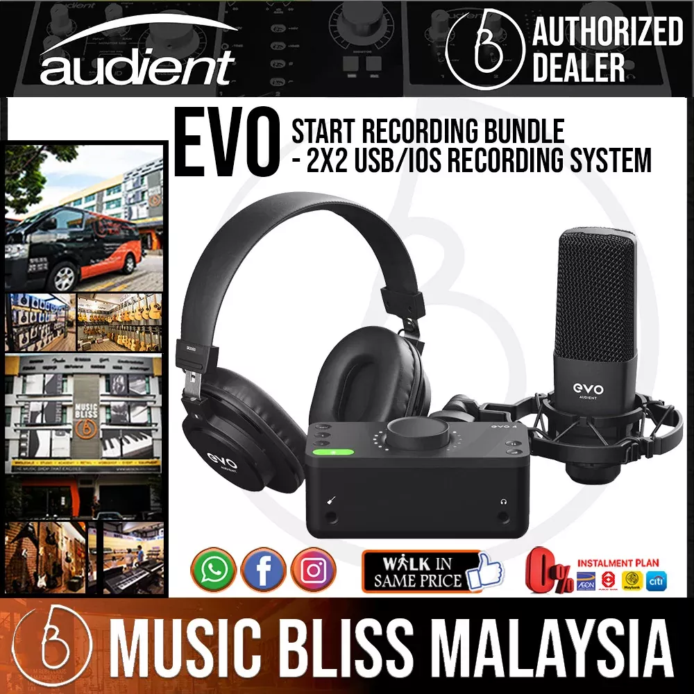Audient EVO Start Recording Bundle – 2×2 USB/iOS Recording System