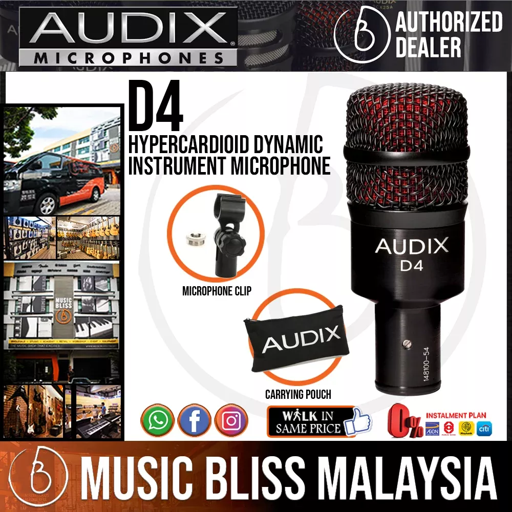 Audix D4 Hypercardioid Dynamic Instrument Microphone