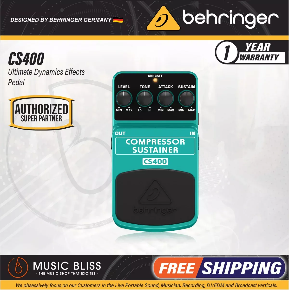 Behringer CS400 Compressor/Sustainer Guitar Effects Pedal