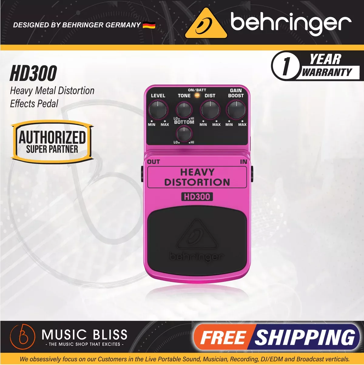 Behringer HD300 Heavy Distortion Guitar Effects Pedal