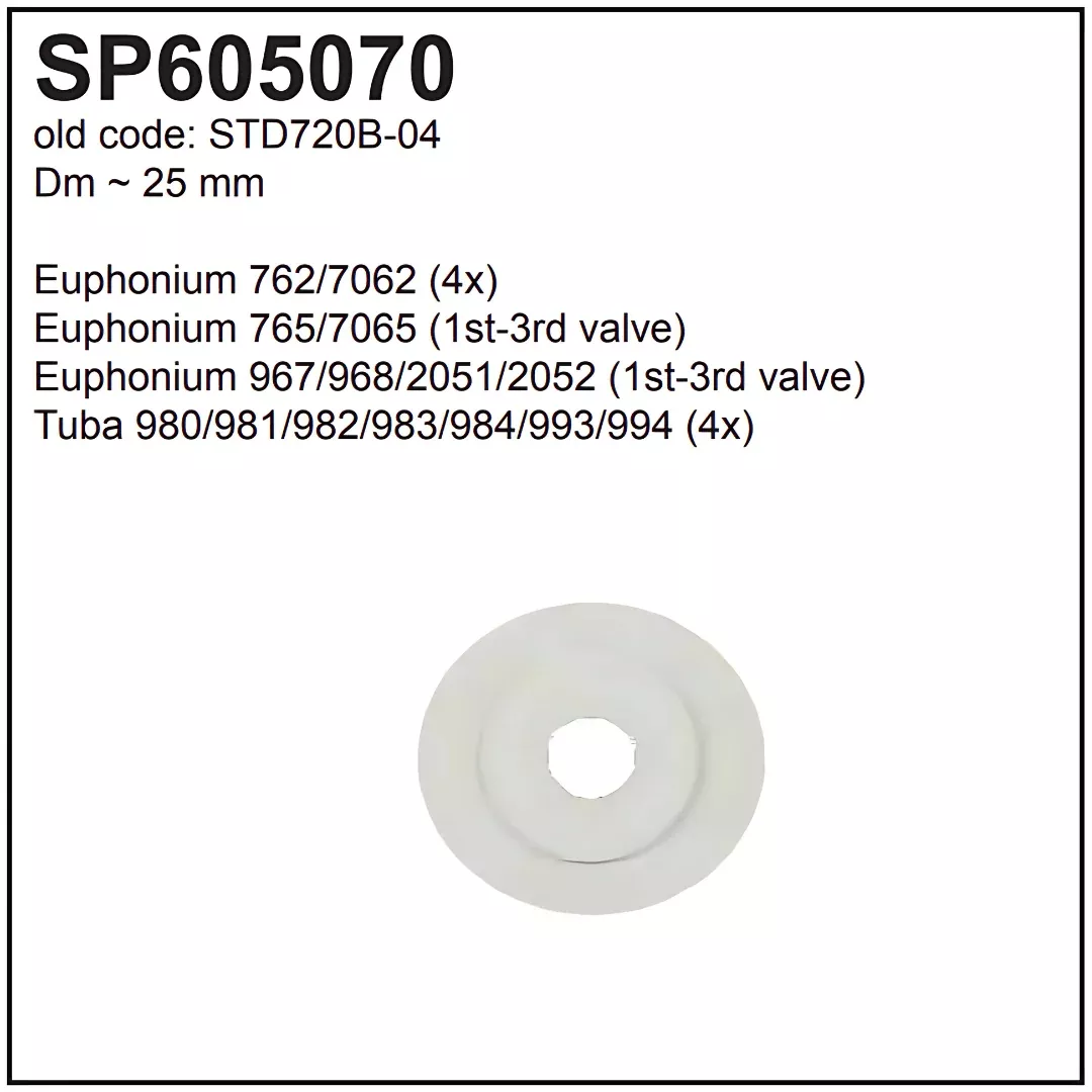 Besson Valve Gaskets SP605070 – Spring Damper Bottom Caps for Euphonium & Tuba (25mm)