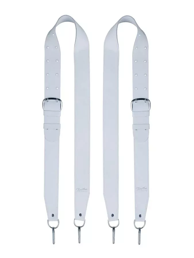Boston KR10 Marching Bass Drum Slings – Leather, Pair, White (KR10)