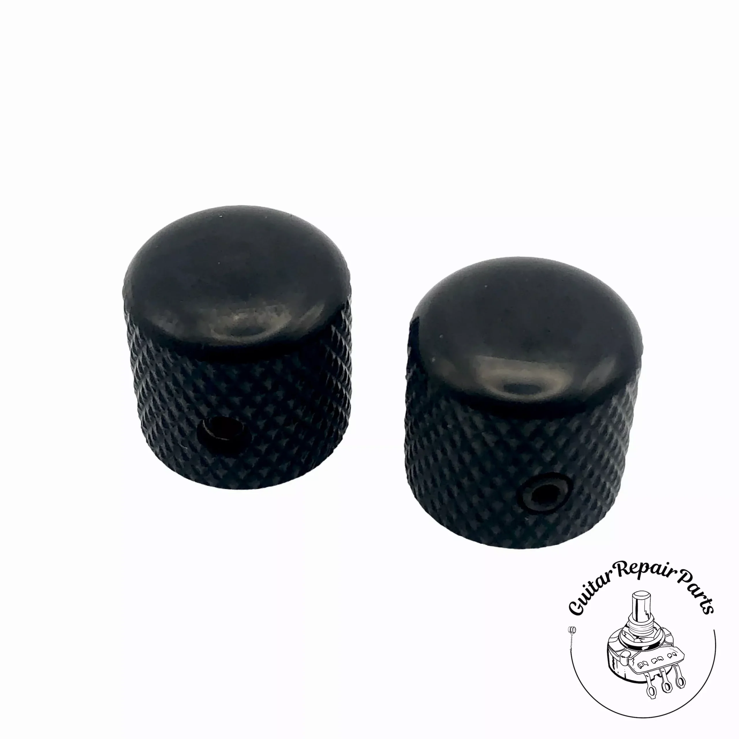 Brass Barrel Knobs, Dome Top, w. Set Screw (2 pcs) - Black