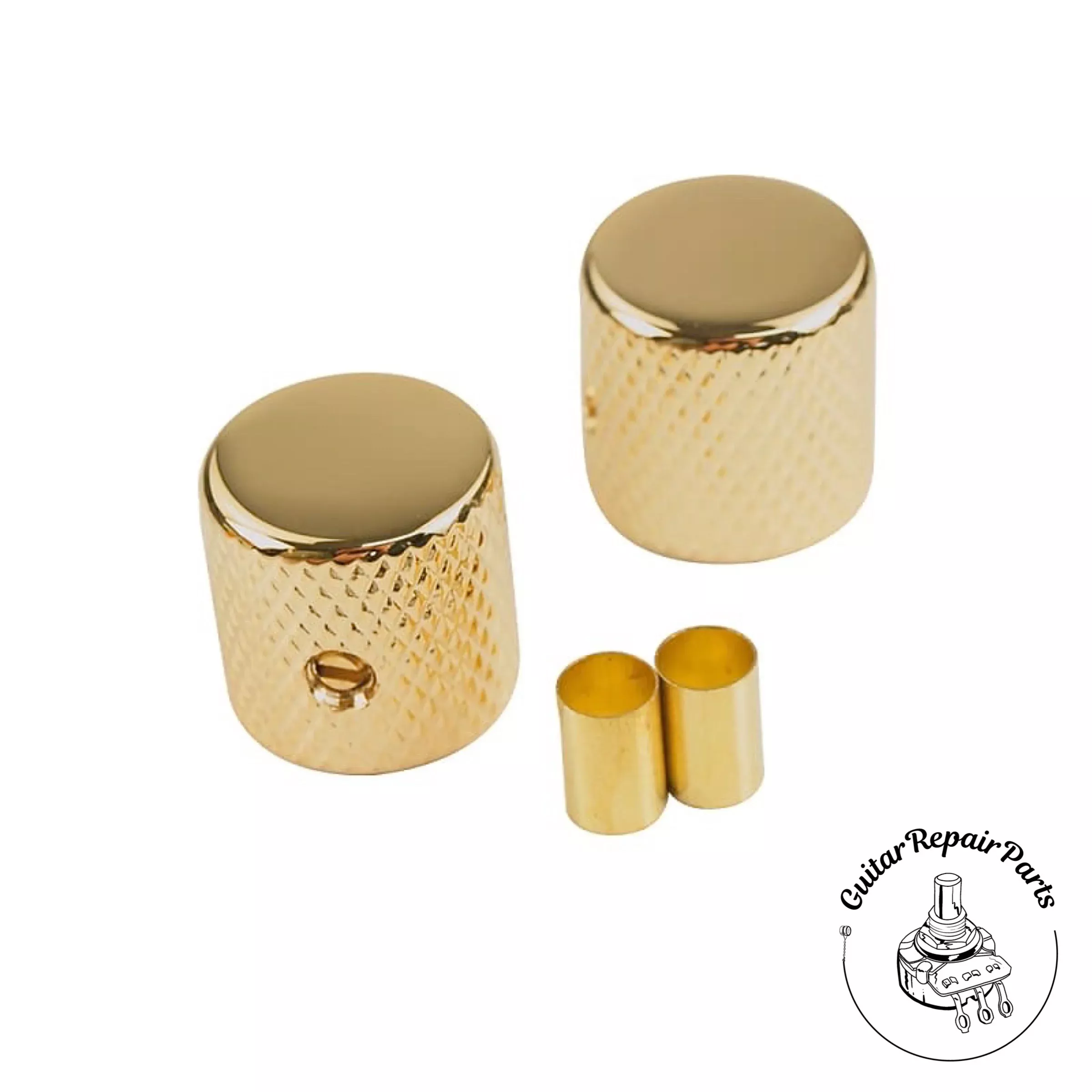 Brass Barrel Knobs, Flat Top, w. Set Screw (2 pcs) – Gold