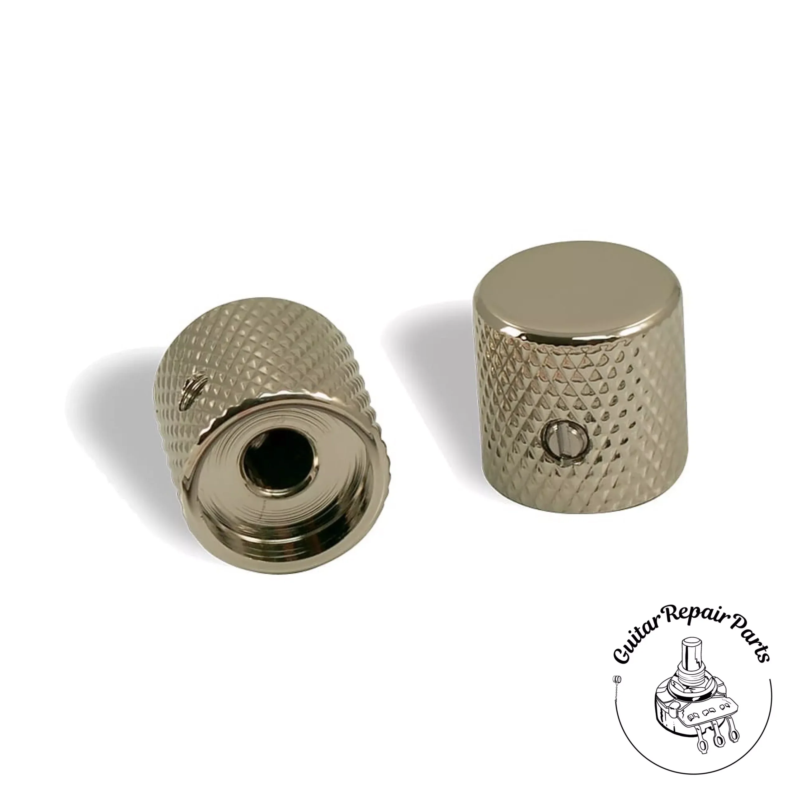 Brass Barrel Knobs, Flat Top, w. Set Screw (2 pcs) – Nickel