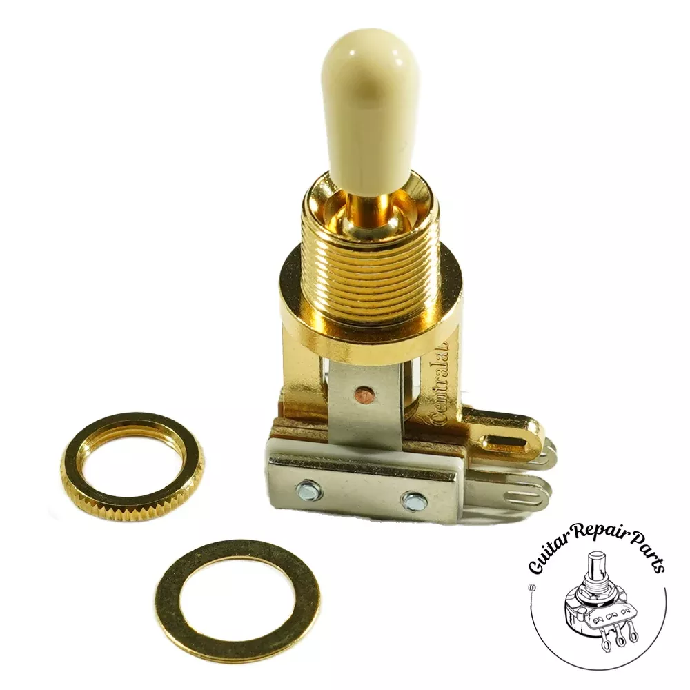Centralab 3 Position Selector Toggle Switch, Short, In-line Terminals – Gold