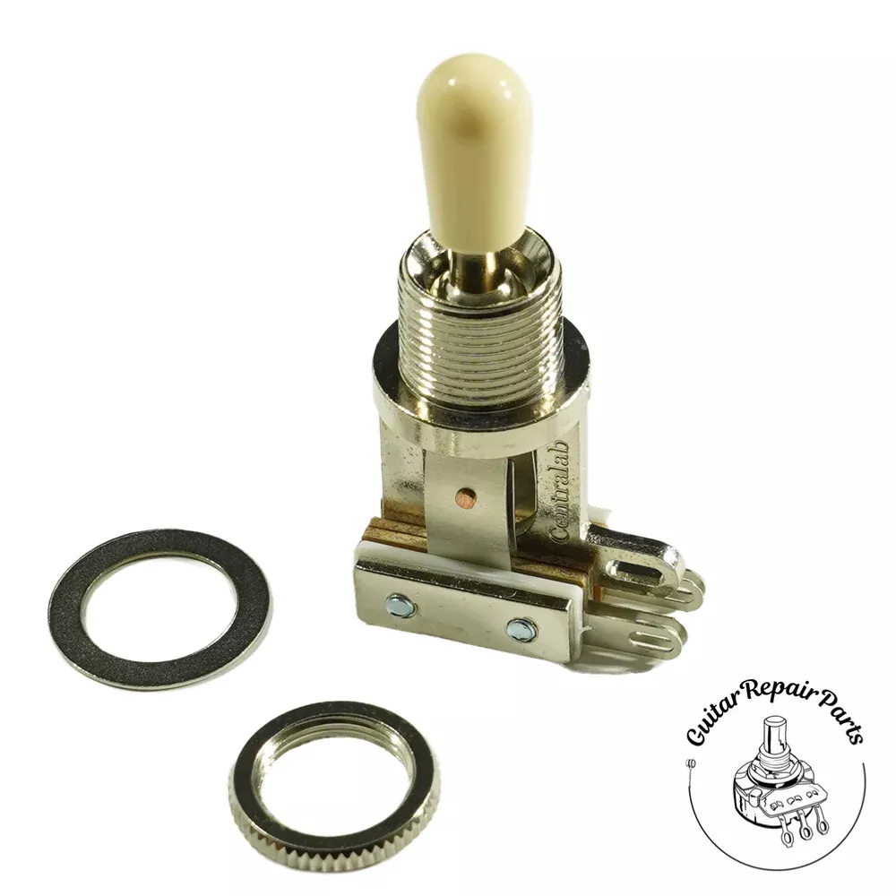 Centralab 3 Position Selector Toggle Switch, Short, In-line Terminals – Nickel