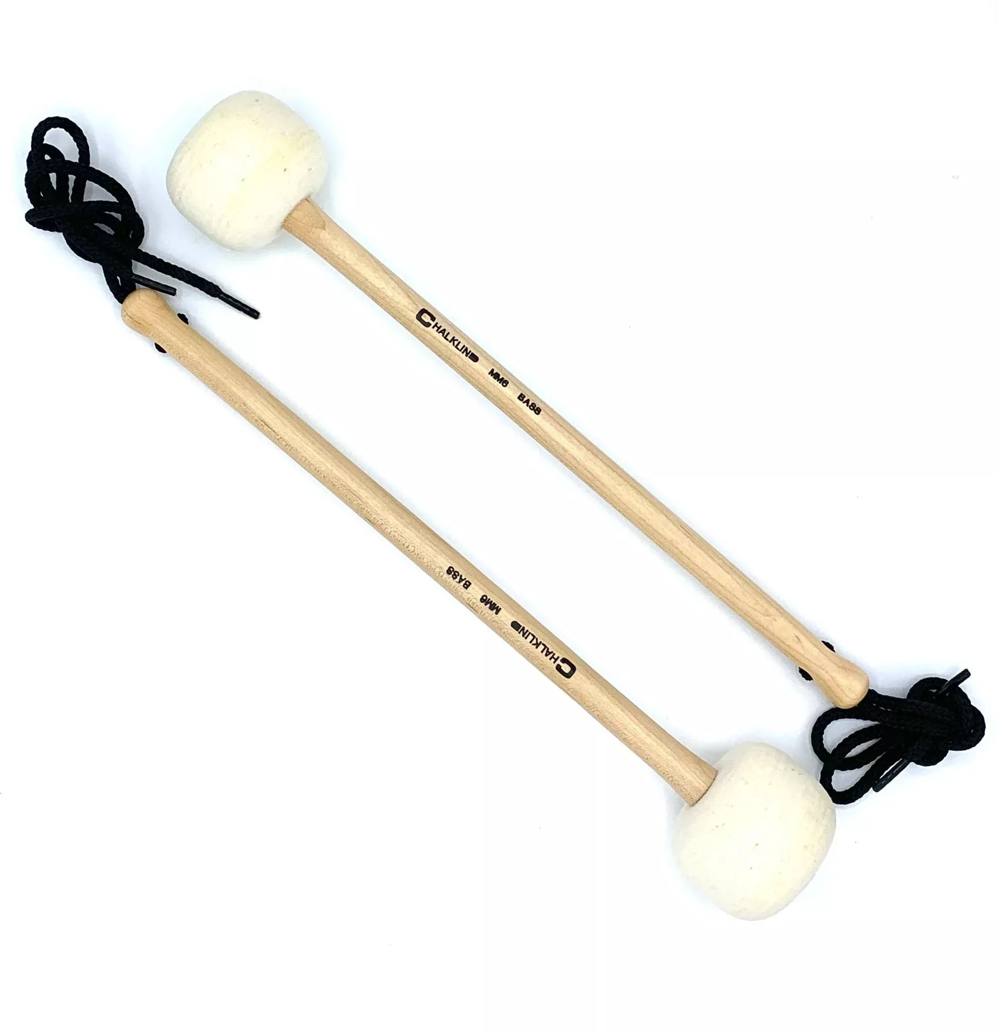 Chalklin MM6 Bass Drum Mallets - 65mm Solid Felt Head with Maple Shaft for Marching Bands