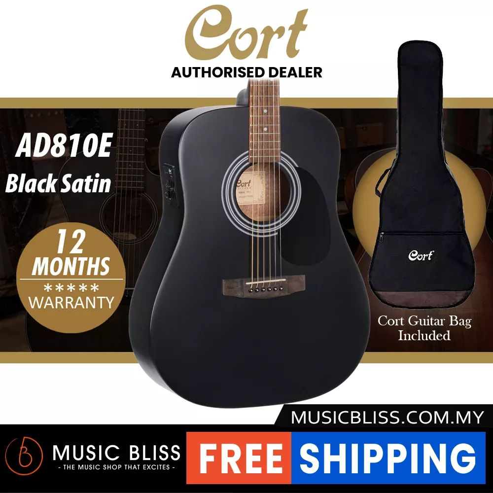 Cort AD810E Acoustic Guitar with Bag – Black Satin