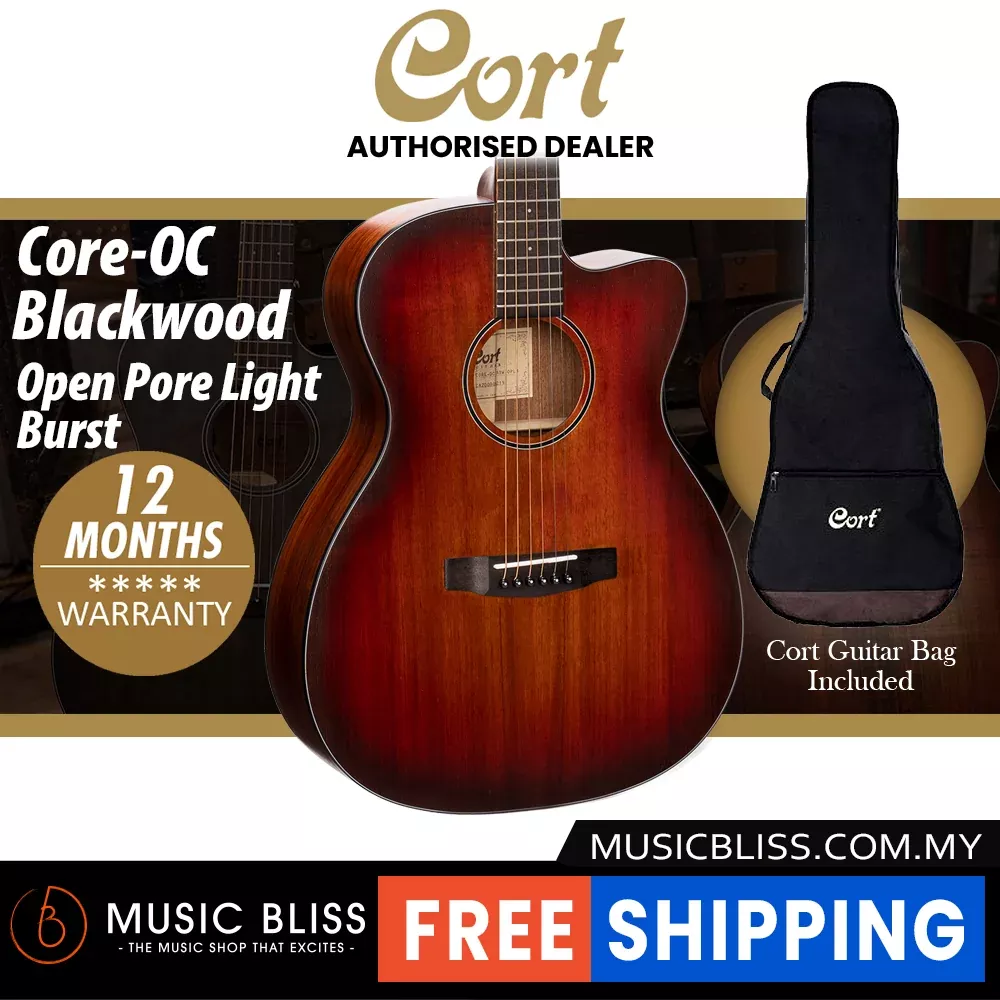 Cort Core-OC All Blackwood Acoustic Guitar with Deluxe Soft Case – Open Pore Light Burst