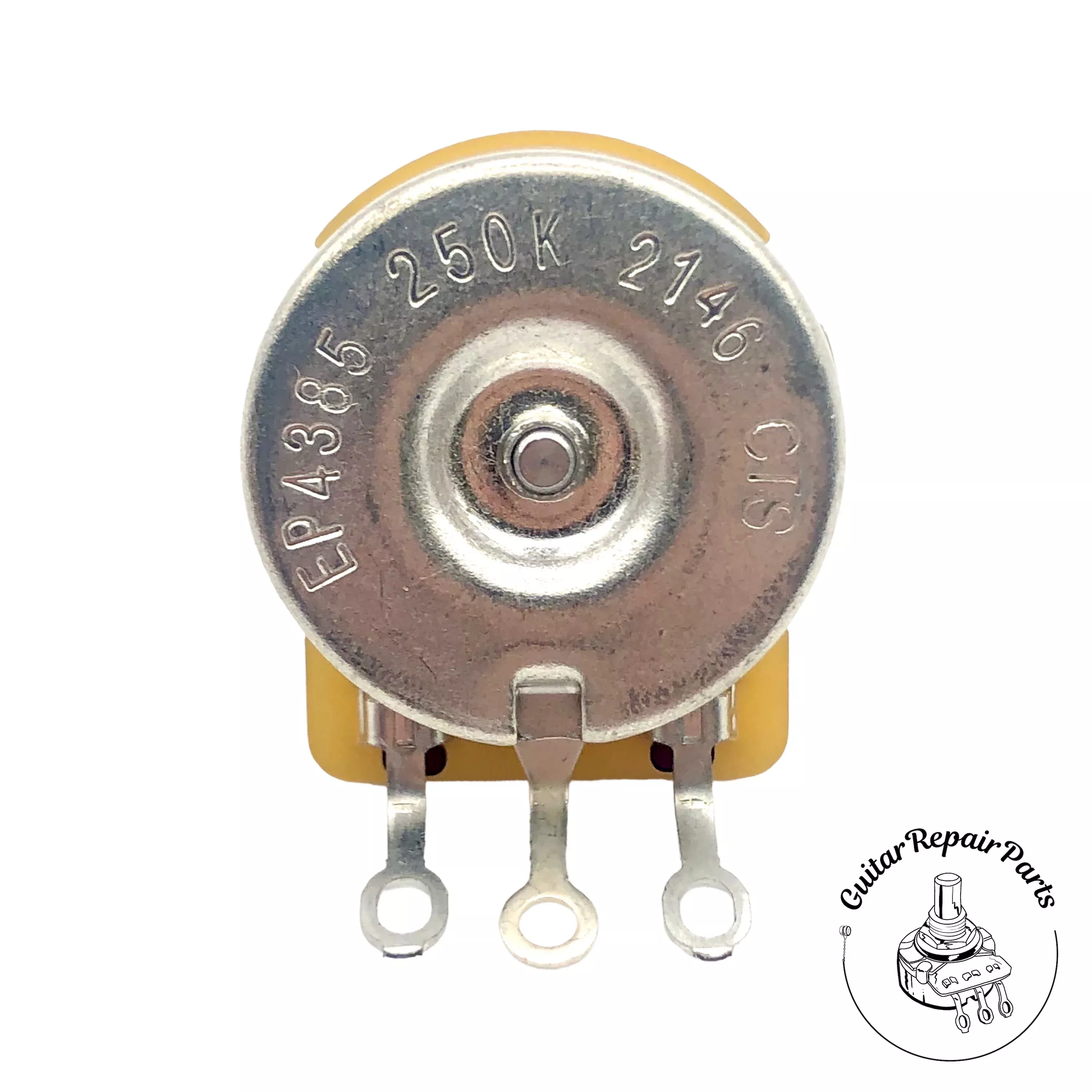 CTS 250K Potentiometer, Audio Taper, Dimpled, 1/4" Bushing, Split-Shaft