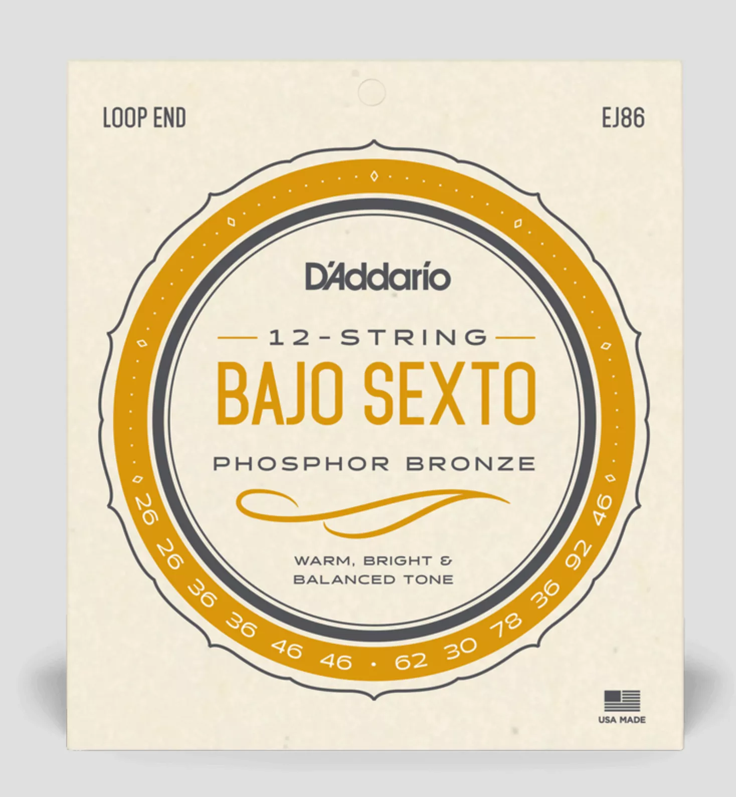 D'Addario 12-String Bajo Sexto Strings, Phosphor Bronze