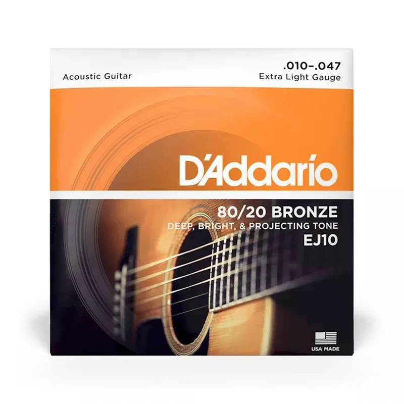 D'Addario EJ10 80/20 Bronze Acoustic Guitar Strings, Extra Light 10-47
