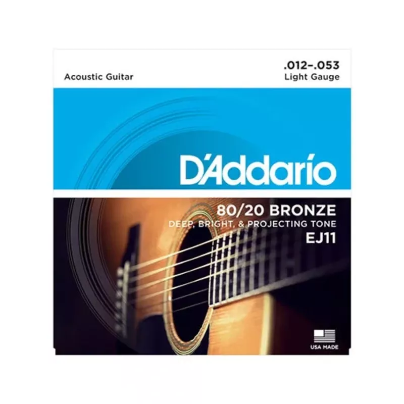 D'Addario EJ11 80/20 Bronze Acoustic Guitar Strings, Light 12-53