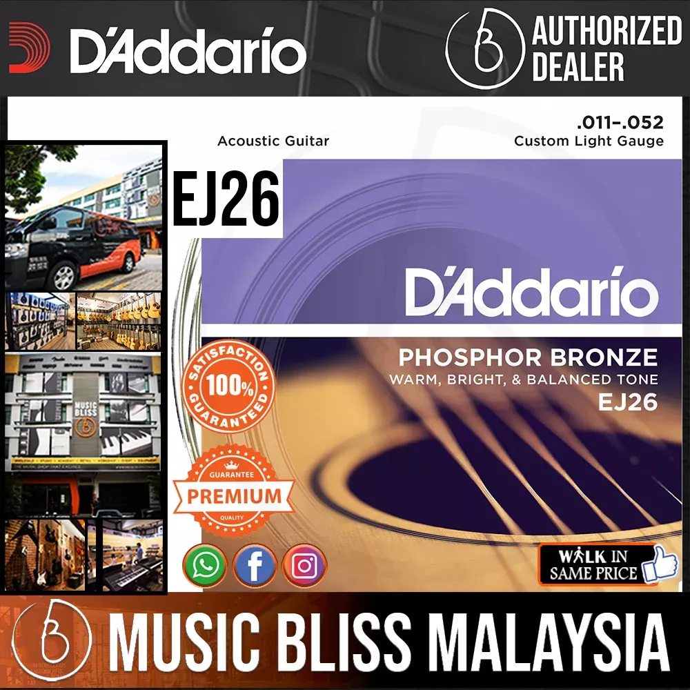 D’Addario EJ26 Phosphor Bronze Custom Light Acoustic Strings-.011-.052