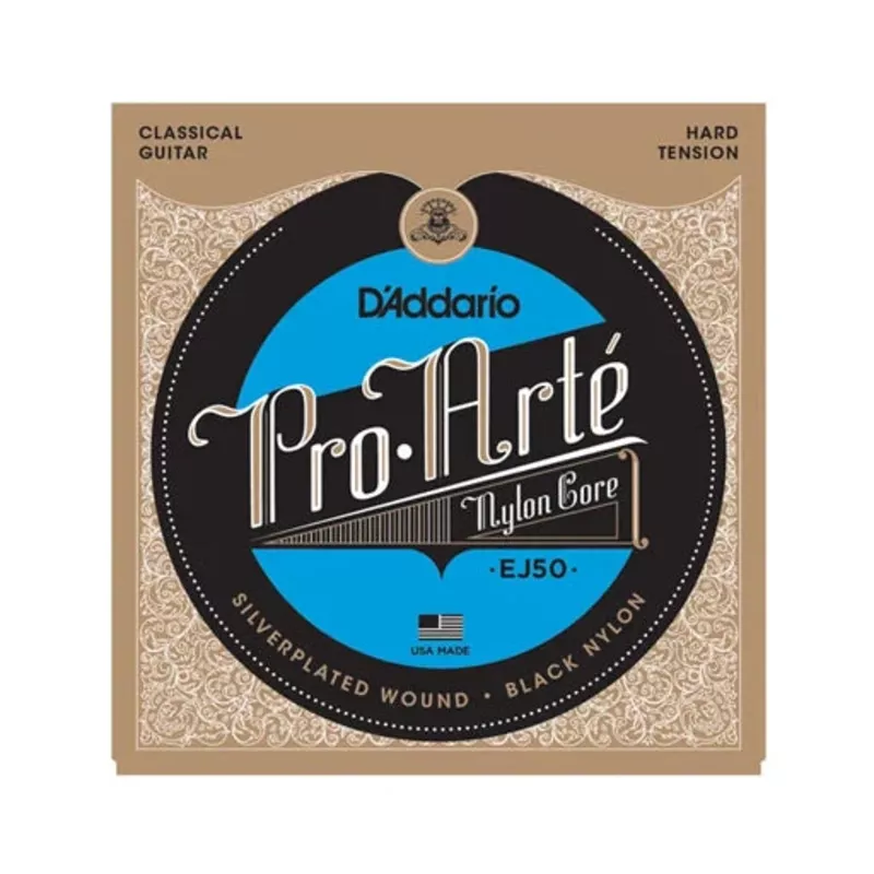 D’Addario EJ50 Pro-Arte Black Nylon Classical Guitar Strings, Hard Tension