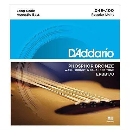 D’Addario EPBB170 Phosphor Bronze Acoustic Bass Strings, Long Scale, 45-100