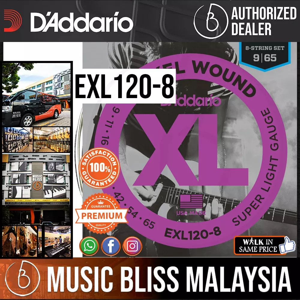 D’Addario EXL120-8 Nickel Wound Electric Strings -.009-.065 8-string Super Light