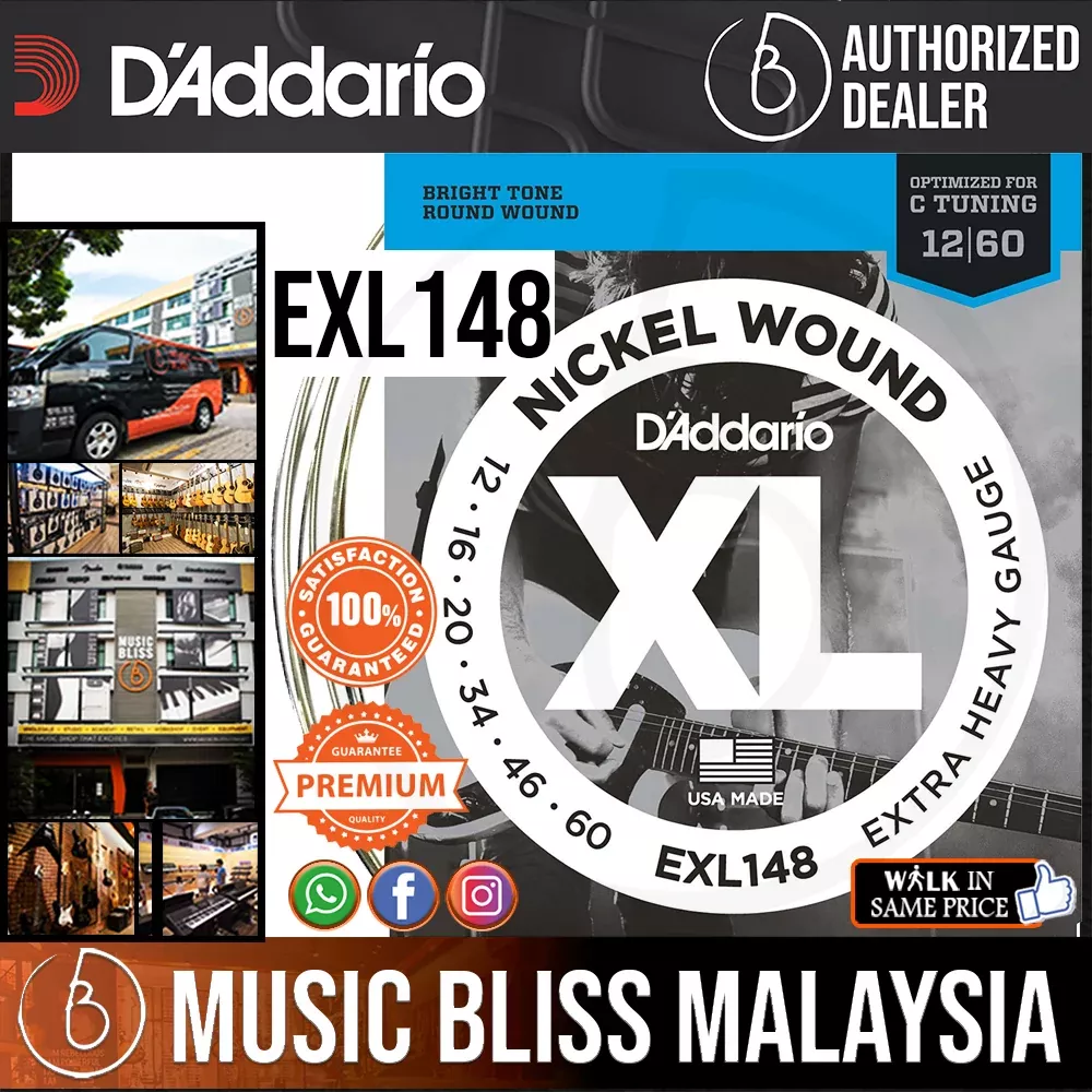 D’Addario EXL148 Nickel Wound Electric Strings -.012-.060 Extra Heavy