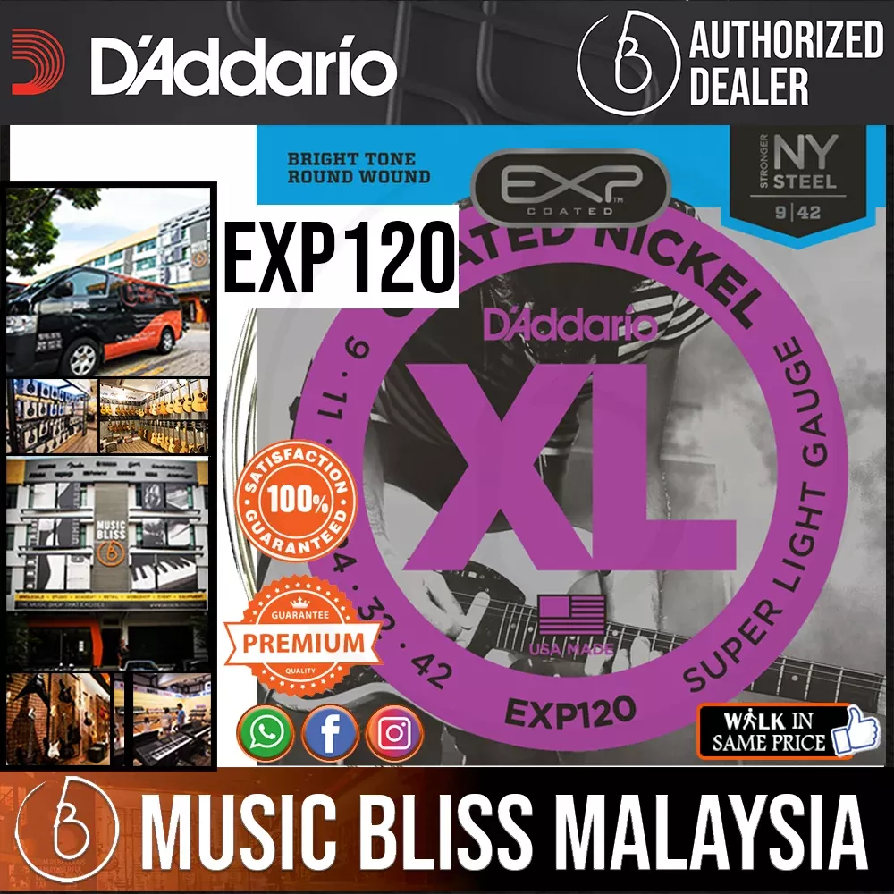 D’Addario EXP120 Coated Nickel Wound Strings -.009-.042 Super Light