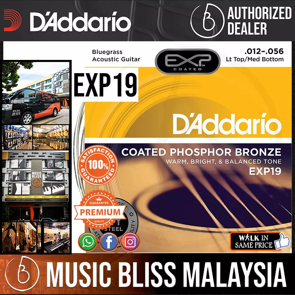 D’Addario EXP19 Coated Phosphor Bronze Bluegrass Acoustic Guitar Strings
