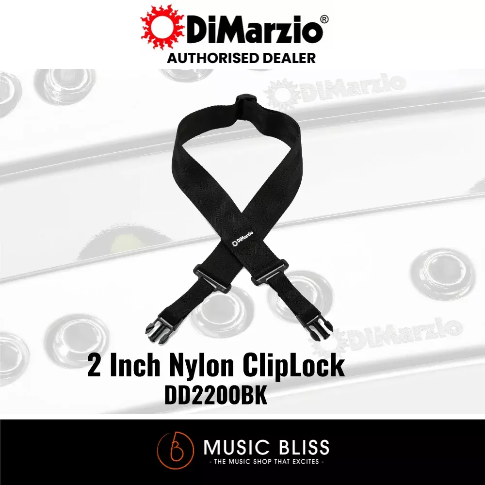 DiMarzio 2″ ClipLock Guitar Strap – Black Nylon DD2200BK