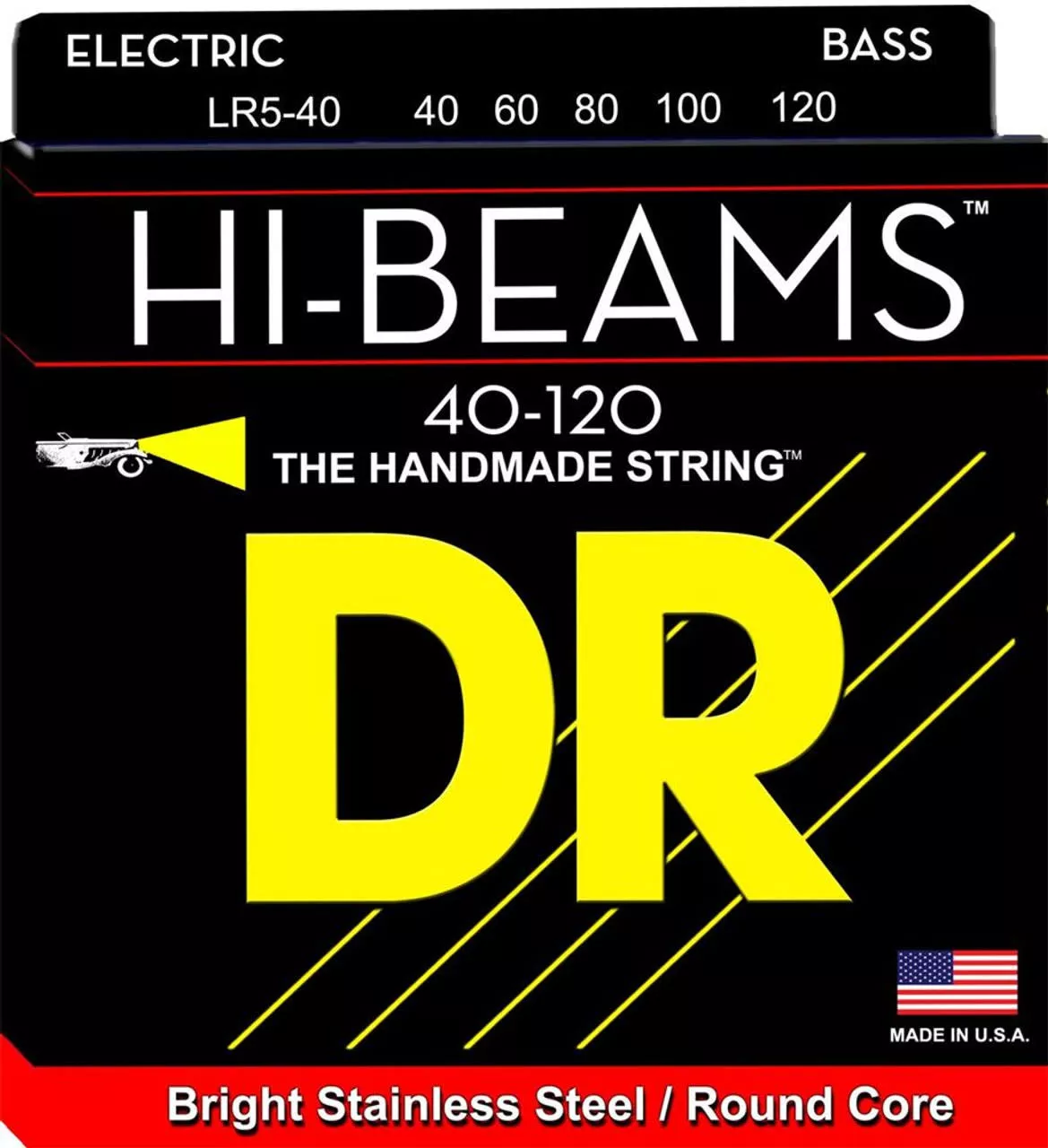 DR LR5-40 Hi-Beams Electric Bass Strings, 5-String, 40-120