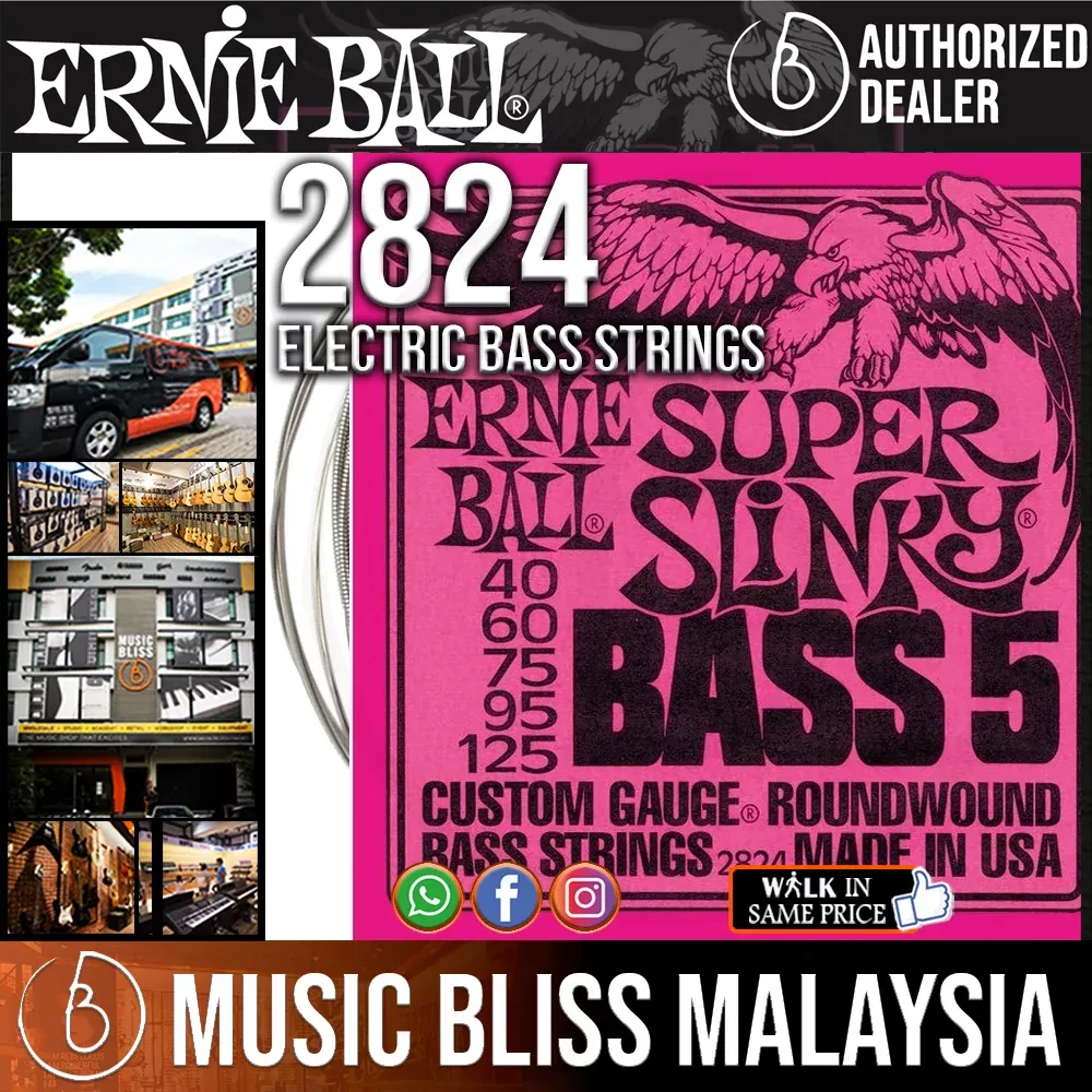 Ernie Ball 2824 5-string Super Slinky Nickel Wound Electric Bass Strings (40-125)