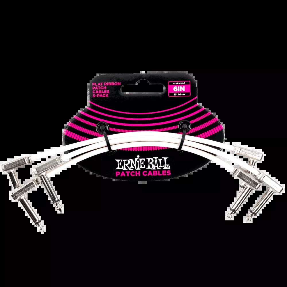 Ernie Ball Flat Ribbon Patch Cables 3-Pack 6 inch Cables