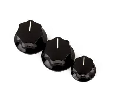 Fender 0991370000 Jazz Bass Knobs, Black (2 Large, 1 Small) (set Of 3)