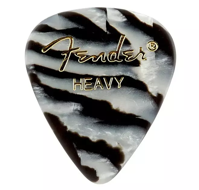 FENDER 351 SHAPE PREMIUM CELLULOID ZEBRA GUITAR PICKS - 12-PACK (HEAVY)