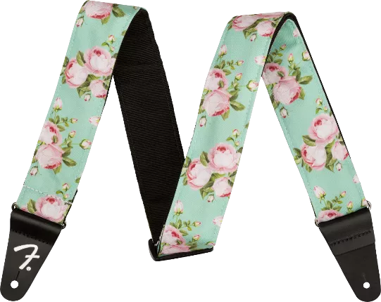 FENDER FLORAL SURF GREEN 2" GUITAR STRAP - 099-0638-049