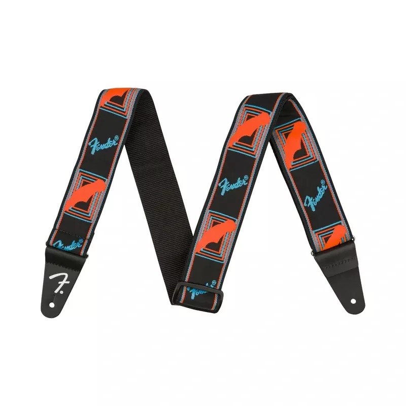 Fender Neon Monogrammed Strap, Blue /Orange
