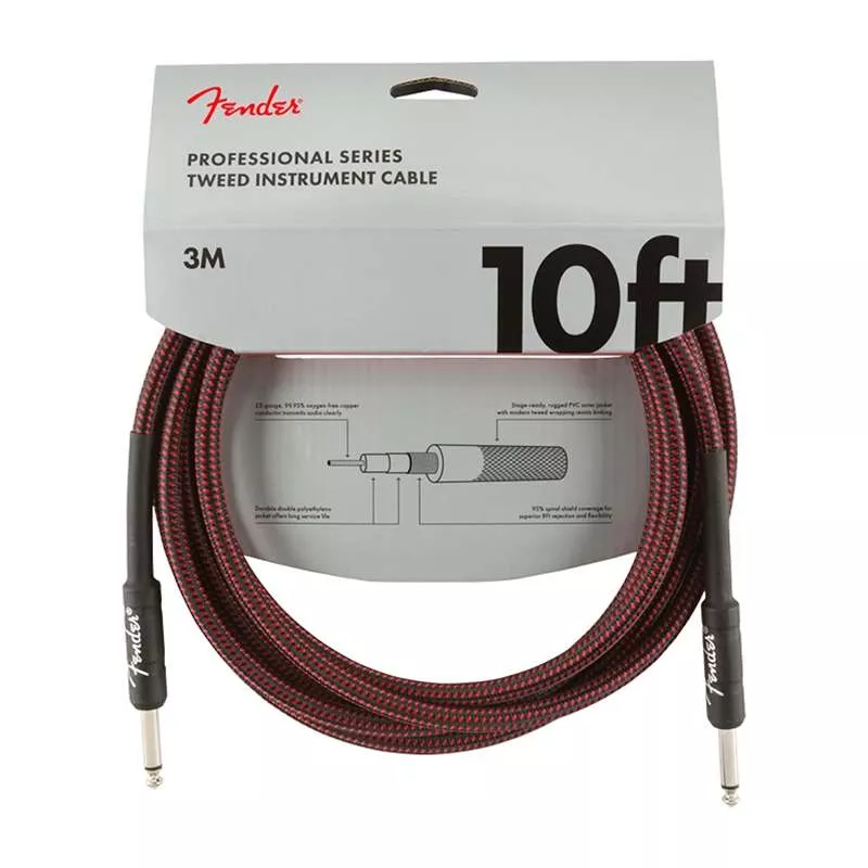 Fender Professional Series Instrument Cables – 10′ Red Tweed