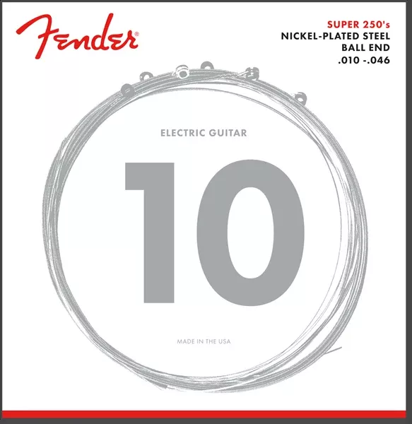Fender Super 250 Nickel Plated Ball End Strings 250R Gauges .010-.046