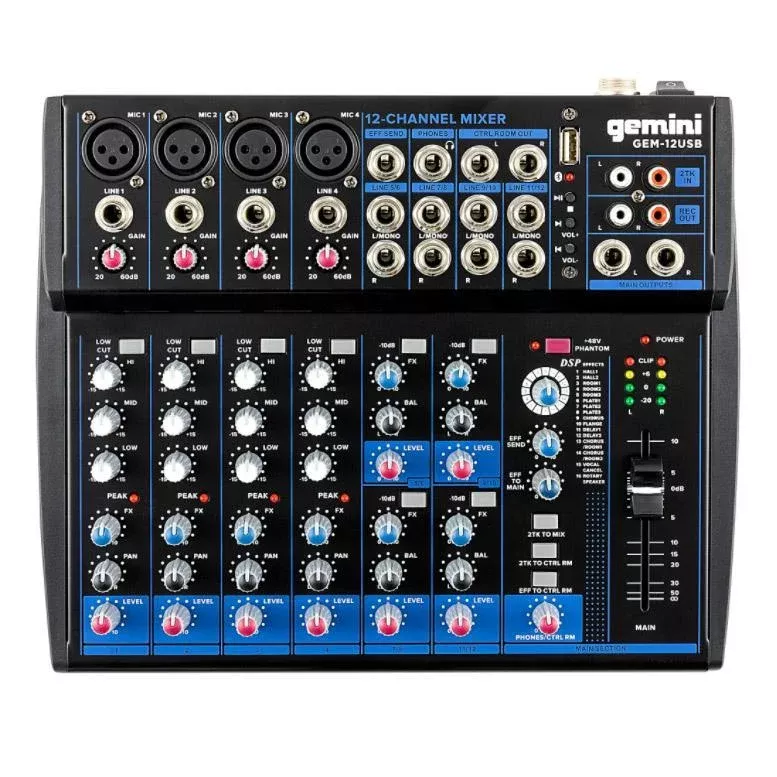 Gemini GEM-12USB 12-Channel Mixer with Bluetooth